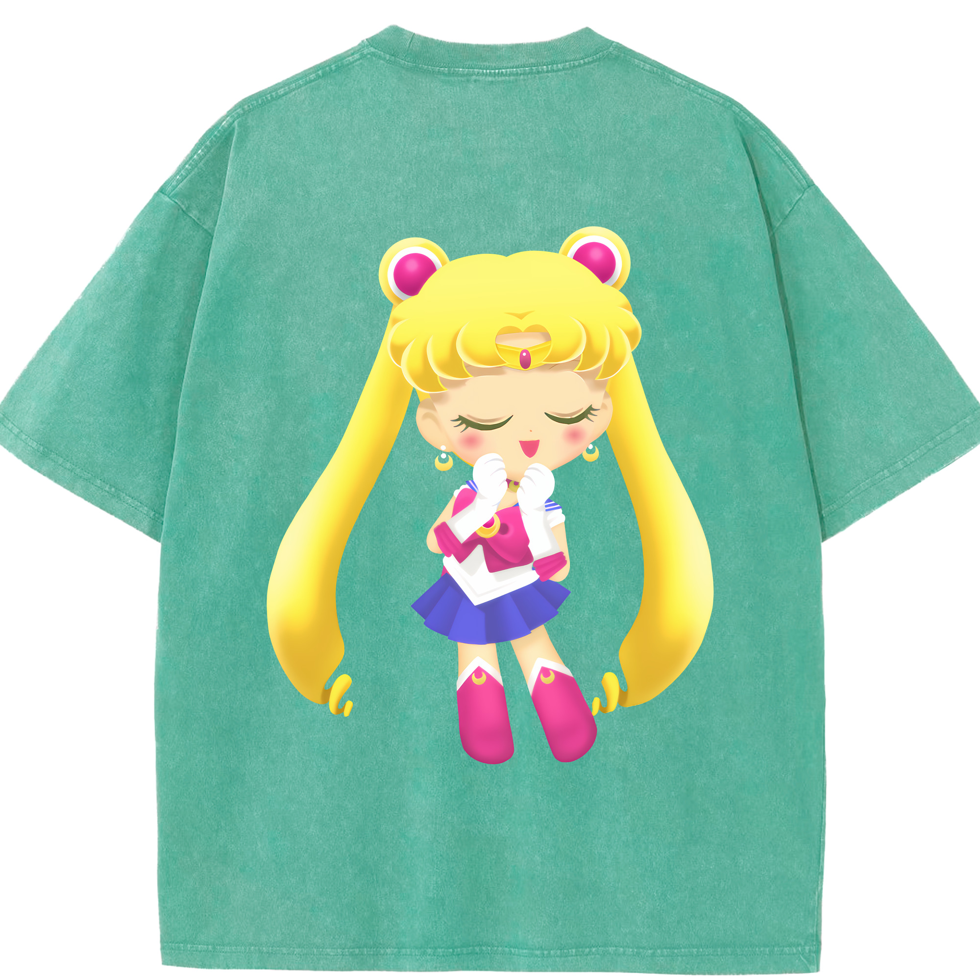 （画像用） 美少女戦士セーラームーン 月野 うさぎ つきの うさぎ Sailor Moon Tsukino Usagi 綿100% ヴィンテージ風 半袖Tシャツ（背面プリント）